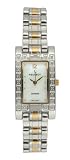 Peugeot Womens Two Tone Dress Bracelet Watch with a Genuine Diamond Encrusted Rectangular Bezel and a Mother of Pearl Dial