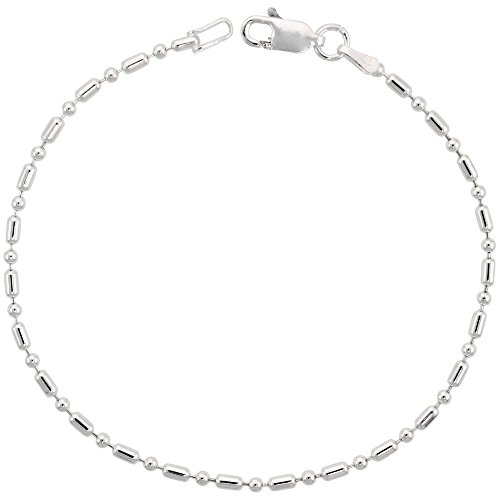 Sterling Silver Dot Dash Pallini Bead Ball Chain 1.8mm Nickel free Italy, sizes 7 - 30 inch