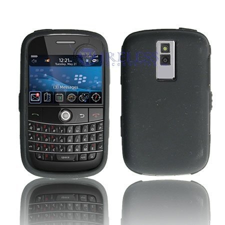 Black Transparent Silicone Skin Protex Snap-On Cover Hard Case Cell Phone Protector for Motion BlackBerry Bold 9000