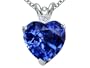 2.02 cttw 14k Gold Lab Created Sapphire and Genuine Diamond Heart Pendant in 14k White Gold