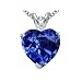 2.02 cttw 14k Gold Lab Created Sapphire and Genuine Diamond Heart Pendant in 14k White Gold