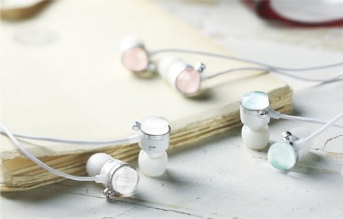 Elecom Cute White Shiny Crystal Heart Style Headphone for MP3 Players/MP4/iTouch/CD Players