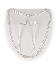 Multi-Strand Diamond Cut Sterling Silver Chain Necklace with extender 16, 18, 20 InchTassel Earrings, Bracelet Set