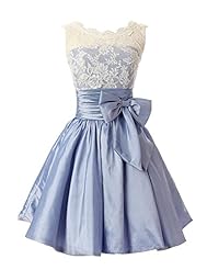 Short Lace Scoop Neck Taffeta Homecoming Dress/Prom Dress/Wedding Dress 
