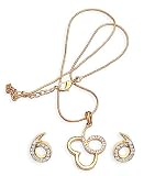 Earring and Pendant Sets Costume Jewelry with Cubic-Zirconia Gemstones Hand Engraved Indian Style (kps2)