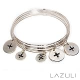Sterling Silver Bangle and Cross-Stamped Disc Slinky Bracelet