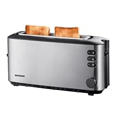 Severin AT 2515 Automatik-Langschlitztoaster, Edelstahl-geb�rstet-schwarz / 1000 W