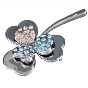 Vintage Multicolored Silver Tone Clover Flower Brooches and Pins by 