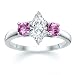 1.00 CT MARQUISE DIAMOND W ROUND PINK SAPPHIRE RING 18K