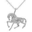 Silver Prancing Horse Necklace