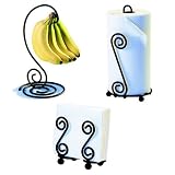 Spectrum Diversified 440SET Scroll Pantry Set Napkin, Banana, Paper Towel Holder - Black