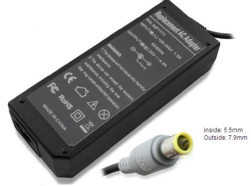 20V 4.5A 7.9 x 5.5 with Pin Replacement adapter for IBM Thinkpad T60 R60 Z60 T61 X60 X61 T400 T500 and more