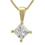 1/2 carat Princess Cut Diamond Solitaire Pendant in Yellow Gold (HI/SI)