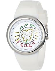 PeaceLove Unisex F36S-PLW-W  Round Stainless Steel White Silicone Strap and "Miripolsky" Art Dial Watch