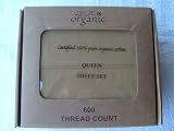 Queen Size Gold color Certified Pure Organic Cotton 600 TC Thread Count 4 pc. Sheet Set
