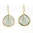 Elegant Faceted Green Amethyst Gemstone Teardrop Dangle Earrings in Textured Gold Vermeil, #7419