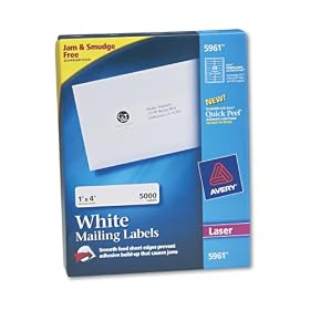 Avery Easy Peel 1 x 4 Inch White Mailing Labels 5000 Count (5961) by 