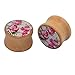Longbeauty 4 Pairs Organic Wood Double Flared Ear Tunnels Expander Plugs Stretcher Piercings