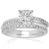 0.90 Ct Cushion Cut Diamond Engagement Wedding Rings Pave Set CUT: VERY GOOD VVS1