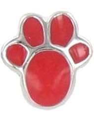 Quiges Sterling Silver Red Dog Paw Bead for Pandora/Troll/Chamilia