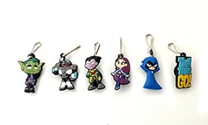 6 pcs Teen Titans Go Zipper Pull Charms for Jacket Backpack Bag Pendant