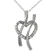 Sterling Silver Parallel Lines CZ Heart Pendant with 18 inch Cable Chain