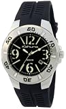 Kahuna Stainless Steel Mens Black Analogue Dial & Black Rubber Strap Watch