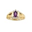 10K Yellow/White Gold 0.01 ct. Diamond and 6 x 4 MM Oval Shaped Amethyst Ring