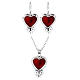 Sterling Silver Red Jasper Heart Earrings Inlay w / silver beads and pendants Matching Set, 16 41Tu%2BSV2YAL. SL160 Sterling Silver Red Jasper Heart Earrings Inlay w / silver beads and pendants Matching Set, 16