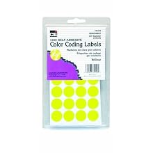 Charles Leonard Inc. Labels with Color Coding Dots, 0.75 Inch Diameter, Yellow, 1000 per Box (45140)