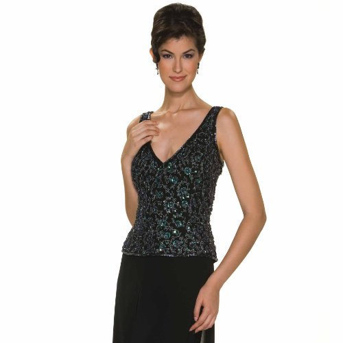 Formal Beaded Evening Top Separates by Sean Collection (10922) M, Black Gun