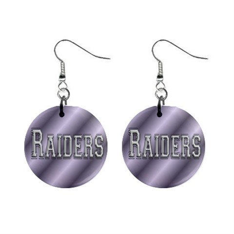 Oakland Raiders Dangle Earrings Jewelry 1 inch Buttons 16502110