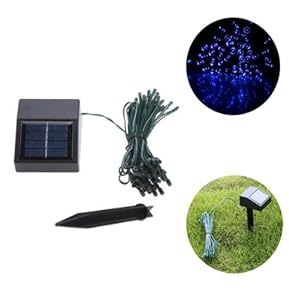 [Promotion] Color Blue 6M 18ft 50 LED Solar Powered String Lights for Indoor Outdoor Home and Garden Decoration for Christmas Wedding and Birthday Party