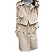 Komene Women's High Collar Long Trench Coat with Vest Wear Separately