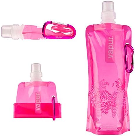 Vapur Pink-Collapsible Water Bottle Portable Reusable BPA Free Best Water Bottle Pouch Flask Bag Ice Pack for Hiking Cycling Running Jogging Workouts Gym Summer Camp or Travel