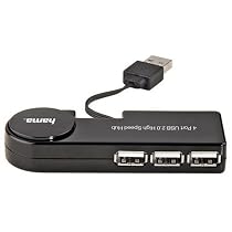 Hama Retractable Usb 2.0 Hub 1:4, Black