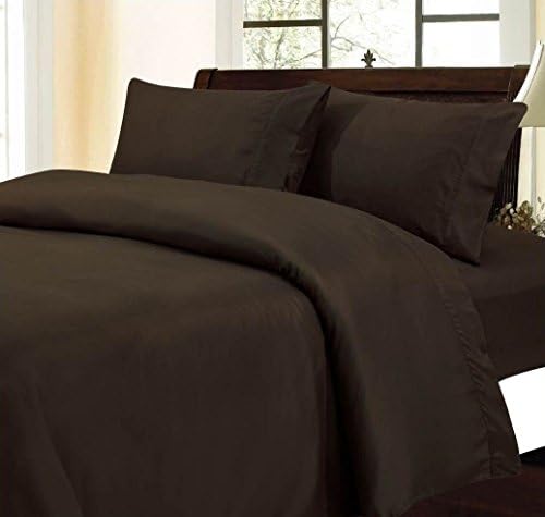 Full Size Chocolate Brown Color Bed-Sheet Set With PillowCases 500TC 100% Combed Cotton Sateen 4 Piece