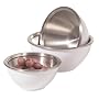 Oggi 3 Piece Stainless Steel Mixing Bowl Set with Plastic Exterior and Airtight Lid, White