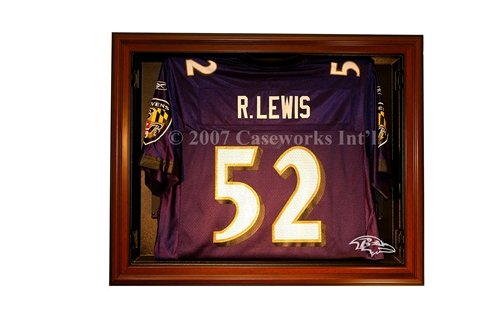 Baltimore Ravens Football Jersey Display Case with Removable Face and Classic Wood Finish Frame