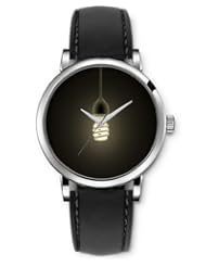 SPRAWL Aanalog Fashion Series Silver Ladies Watches of Genuine Black Leather Strap,Unique Wrist Watch for Women Girls Designed with Focus on black spiral background