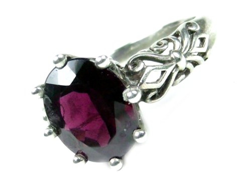 1.5 Carat Simulated Deep Red Ruby Size 10, Filigree Band, 925 Sterling Silver Band