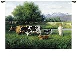 Review ArtExpression  / Country Girl - Artist: Robert Duncan - Fabric Size: 26.00 by 34.00 inches Wall Tapestry with hanging rods and tassels included
