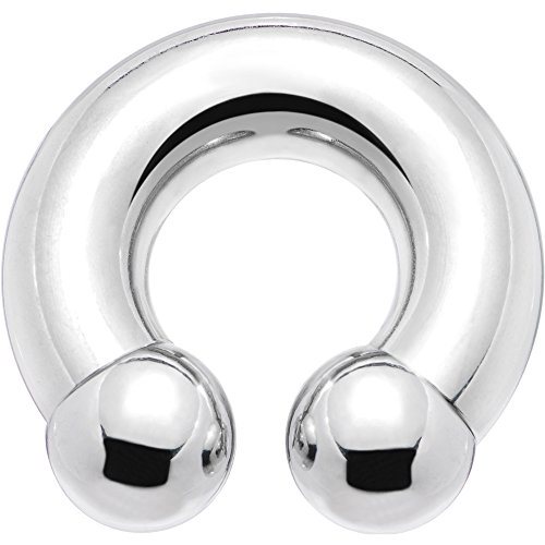 0 Gauge Internally Threaded Horseshoe Circular Barbell 1/2