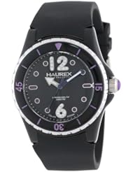 Haurex Italy Womens PN379DNP Beauty Black Dial Rotating Bezel Crystal Watch
