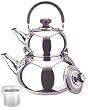 18/10 STAINLESS STEEL TURKISH SAMOVAR STYLE DOUBLE TEA KETTLE & POT