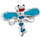 Avedon Kids Polished Sterling Silver Blue Enamel Dragonfly Slide Charm