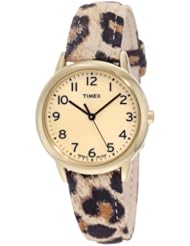 Timex Womens T2N966 Elevated Classics Leopard Patterned Strap Watch
