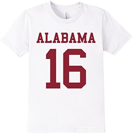 Kids ALABAMA 16 T-Shirt for Alabama Football Fans! 8 White