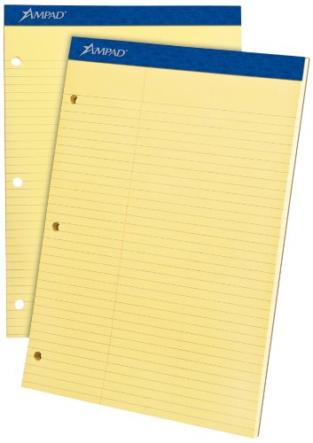 Ampad Evidence Dual Ruled Pad, Law Ruling, Size 8.5 x 11.75 Inches, Canary Paper, 100 Sheets Per Pad (20-245) Ampad Evidence Dual Ruled Pad, Law Ruling, Size 8.5 x 11.75 Inches, Canary Paper, 100 Sheets Per Pad (20-245)