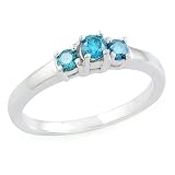 1/3ct. Blue Round 3 Stone Diamond Engagement Ring